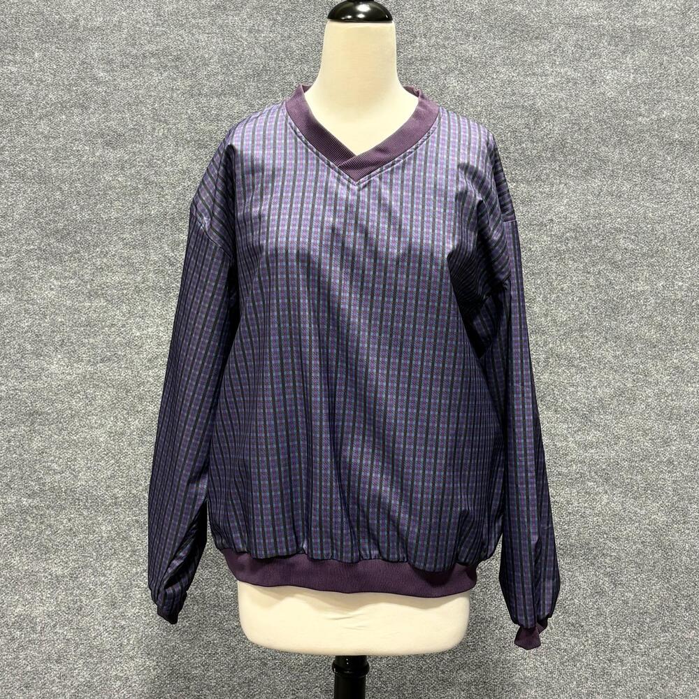 Forrester's Jacket Womens Large Purple Striped Pullover Windbreaker Outdoor
